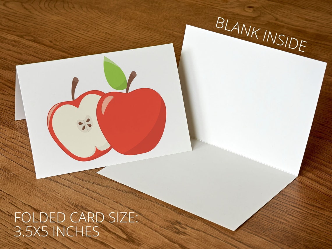 Red Apple Teacher Note Cards, Blank Stationery Set With Envelopes (3 ...
