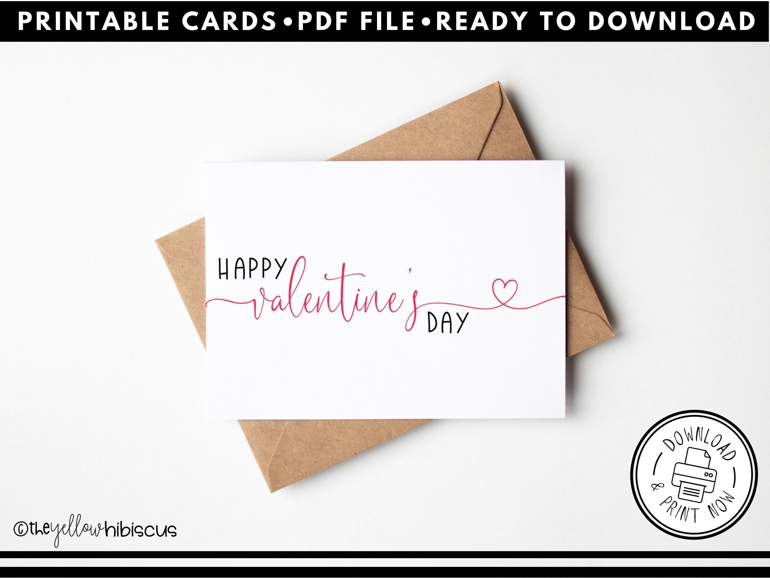Printable Valentine's Day Card, Instant Download PDF Cards, Cute ...