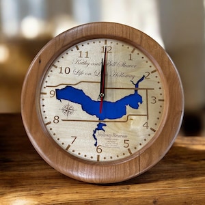 Custom Lake Wall Clock-Laser Engraved