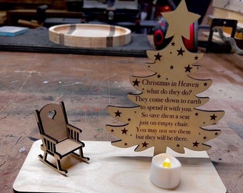 Personalized Christmas in Heaven Rocking Chair Ornament Memorial Tabletop Plaque