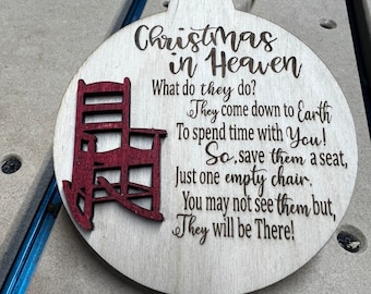 Personalized Christmas Memorial Ornament, Christmas In Heaven Personalized Memorial Ornament, In Memory Ornament, Christmas Chair Ornament