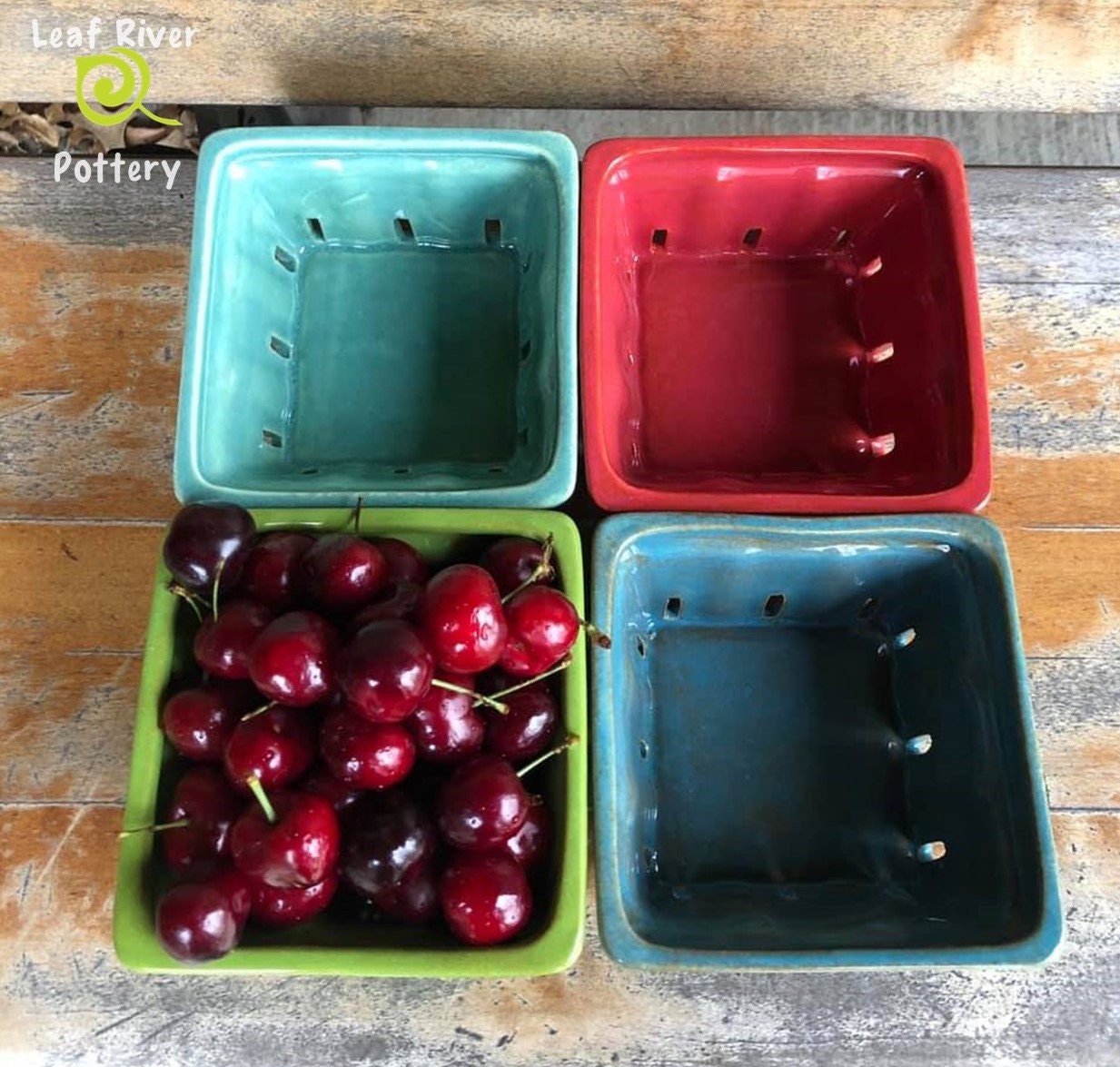 Set of 2 Ceramic Berry Basket Etsy