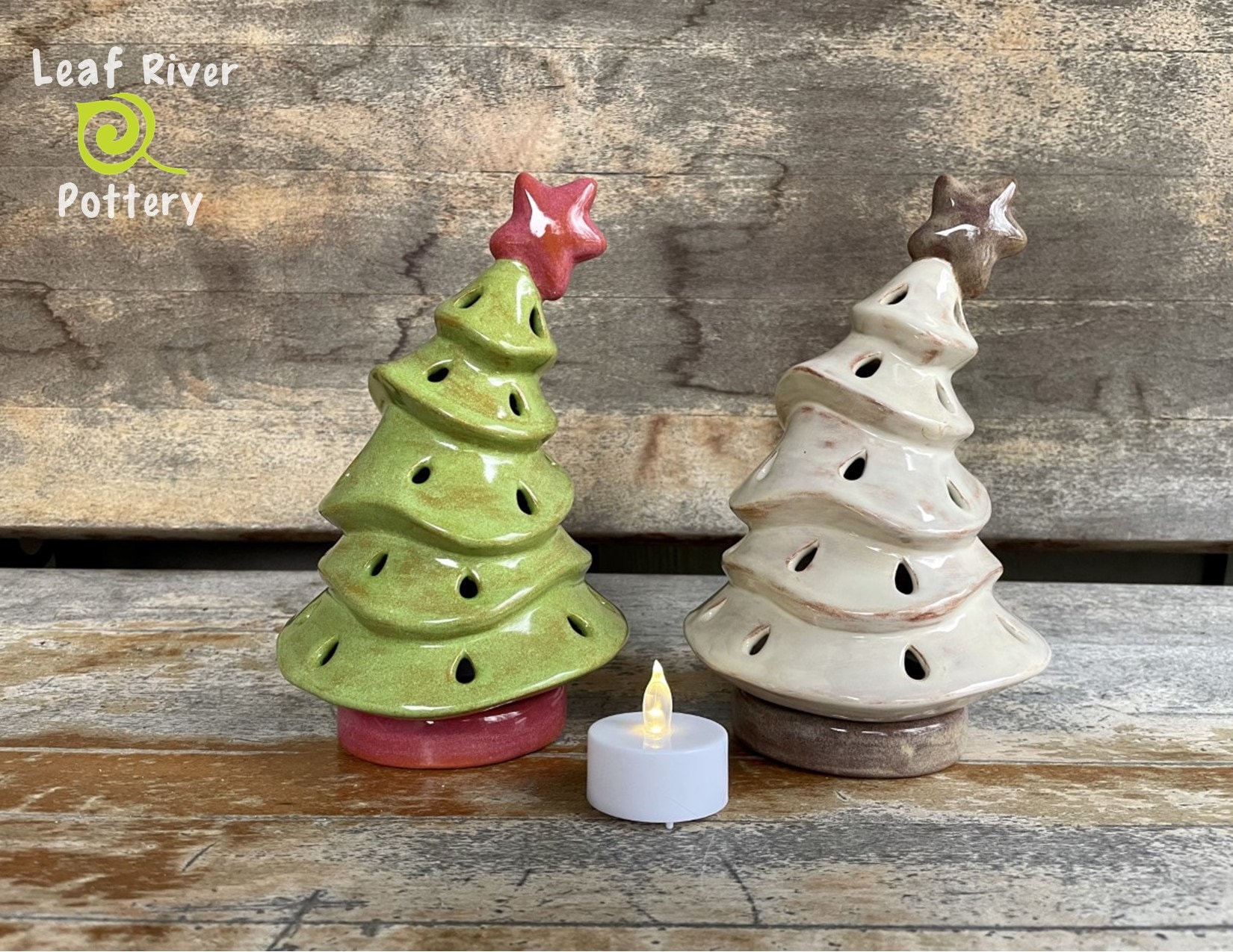 Whimsical Christmas Tree Votive - Ceramic