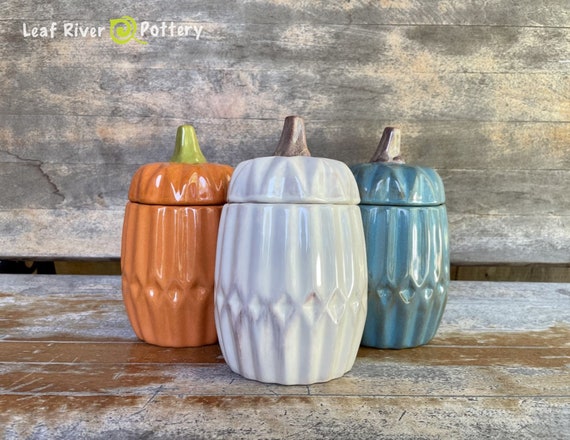 Glazed Pumpkin Pottery Jars