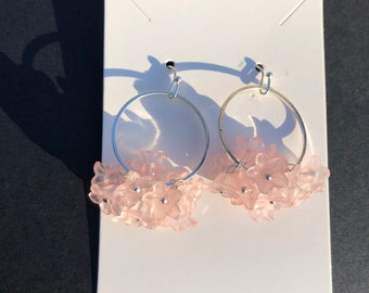 Pink Flower Hoops