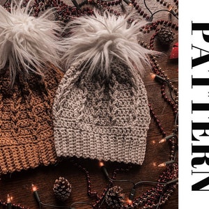Crochet PATTERN Braided Beanie Hat