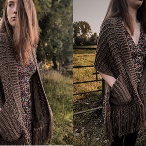 Crochet Pocket Shawl PATTERN, Shrug, Crochet PDF Pattern