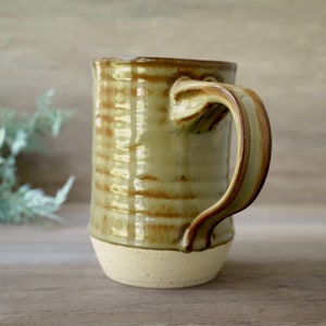 Earthy Moss Mug 20oz Handmade Ceramic Wheel Thrown Pottery Army Green Mug Handmade Pottery Mug image 2