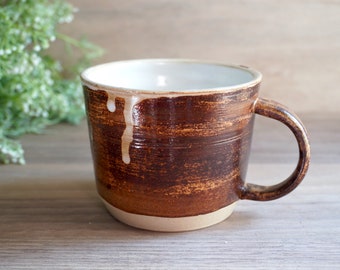 Rustic Mug | Handmade Ceramic Wheel Thrown Pottery | Farmhouse Style Mug - Earthy Ceramic Mug - Handmade Mug
