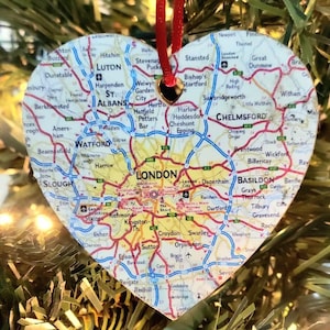 Custom Map Christmas Ornament!  Heart Shaped