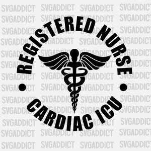 Herz ICU RN SVG! Digitale Dateien für Cardiac Registered Nurse! Mit Cricut zu verwenden!