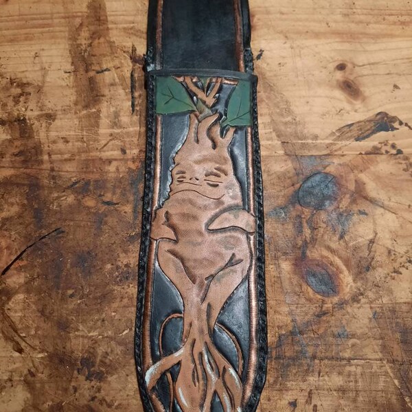 Antiqued Hori Hori Soil Knife Sheath - Screaming Mandrake Root