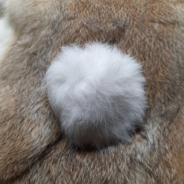 White Squeaky Furball - Rabbit Fur Dog Toy