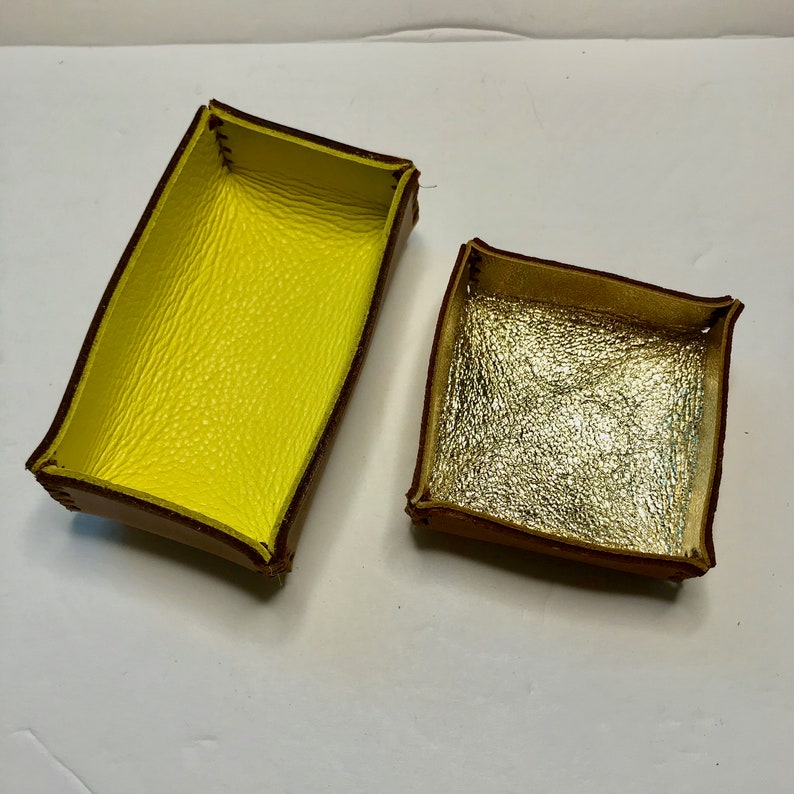 Chartreuse Gold Leather Tray Jewelry tray storage Double side leather Trays Organizer leather storage Jewelry Tray storage Gift for girl