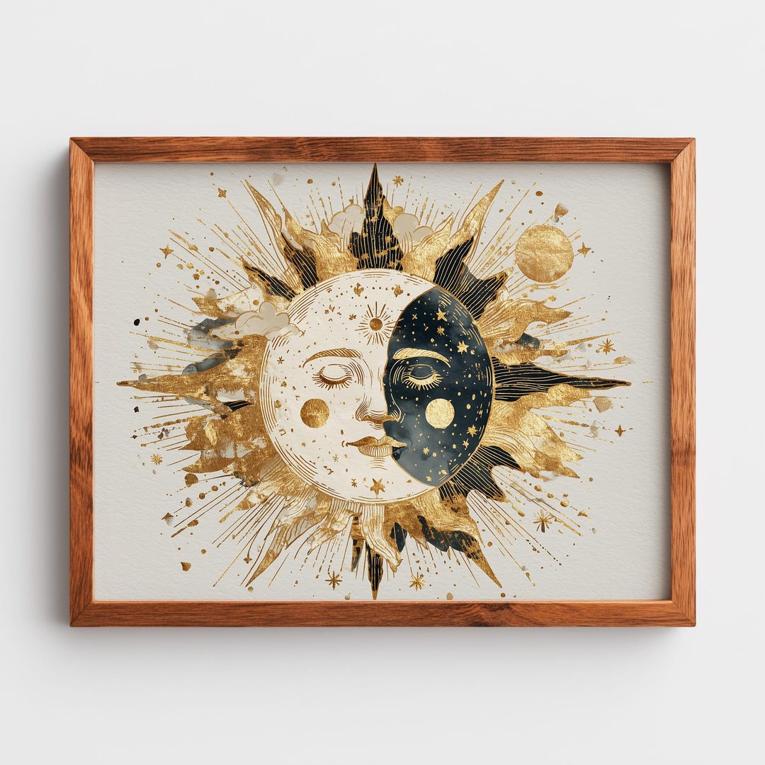 Boho Sun and Moon Printable Wall Art - Celestial Minimalist Decor ...