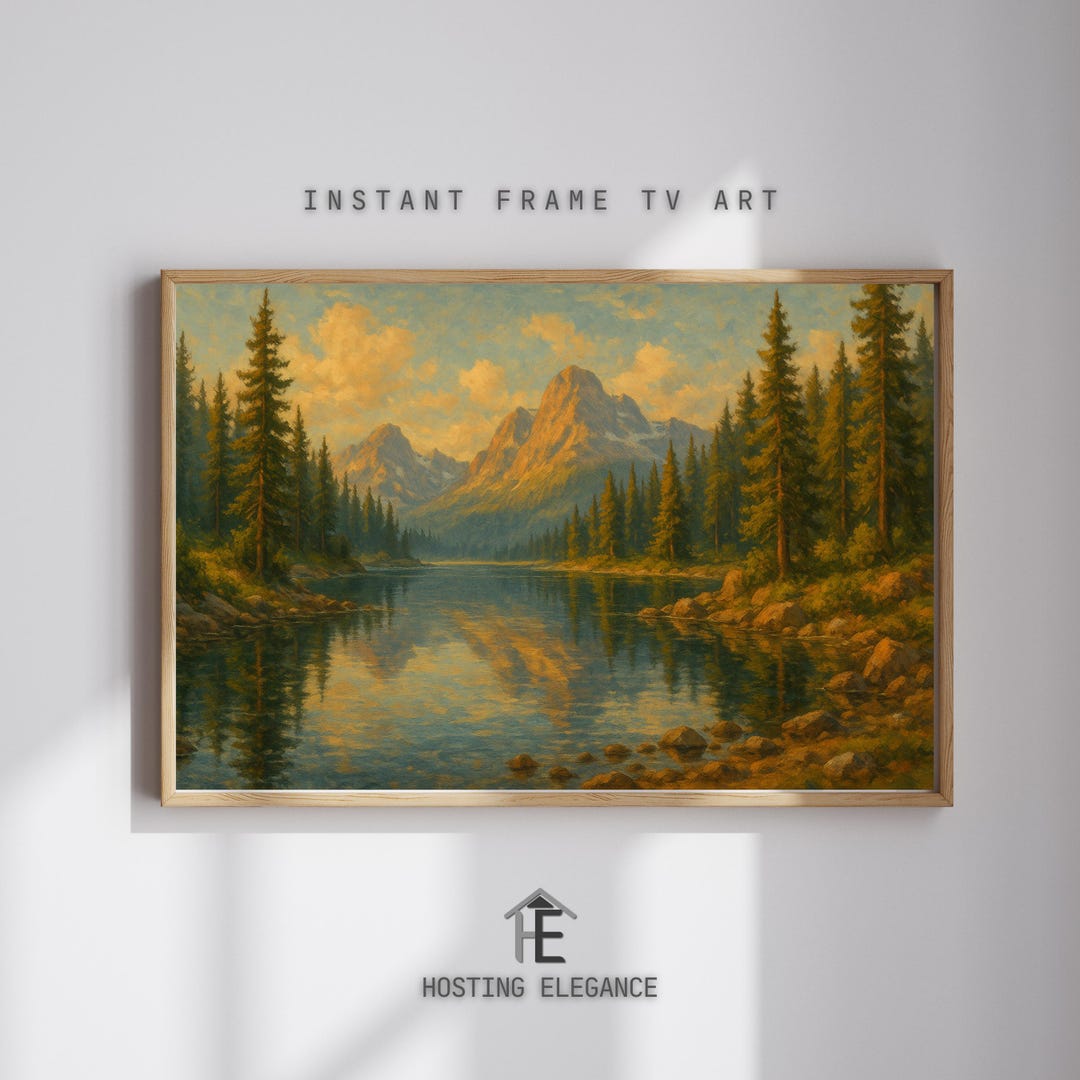 Mountain Lake Sunrise Digital Art Print | Vibrant Wall Decor Download ...