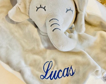 Personalisierter Elefant Babytröster: Gesticktes Neugeborenen Geschenk.