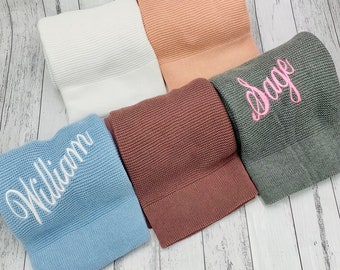 Personalized Knit Baby Blanket: Organic Cotton, Embroidered Name