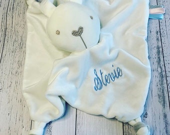 Gepersonaliseerde konijnendekbed, gepersonaliseerd babydekbed, babyrammelaar, knuffeldierdekbed, gepersonaliseerd dekbed, kraamcadeaus