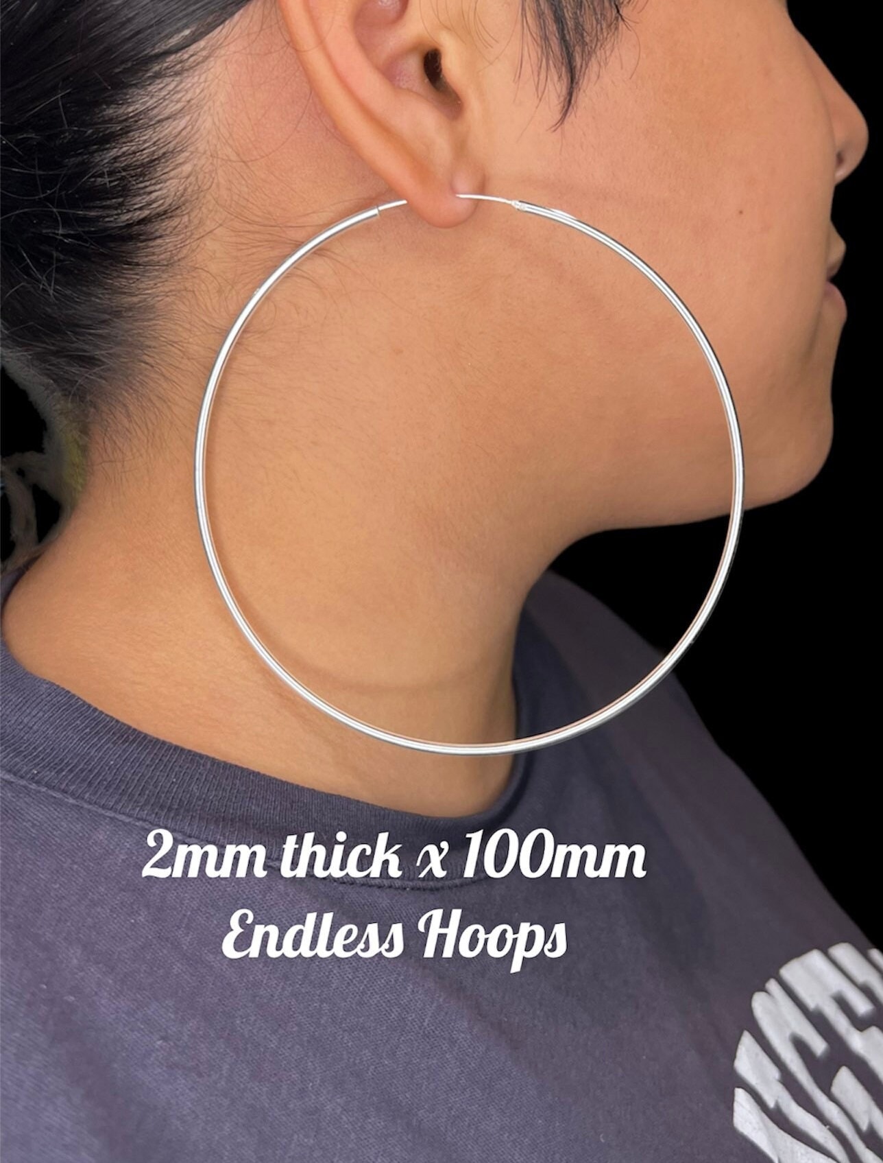 100mm silver hoop earrings discount