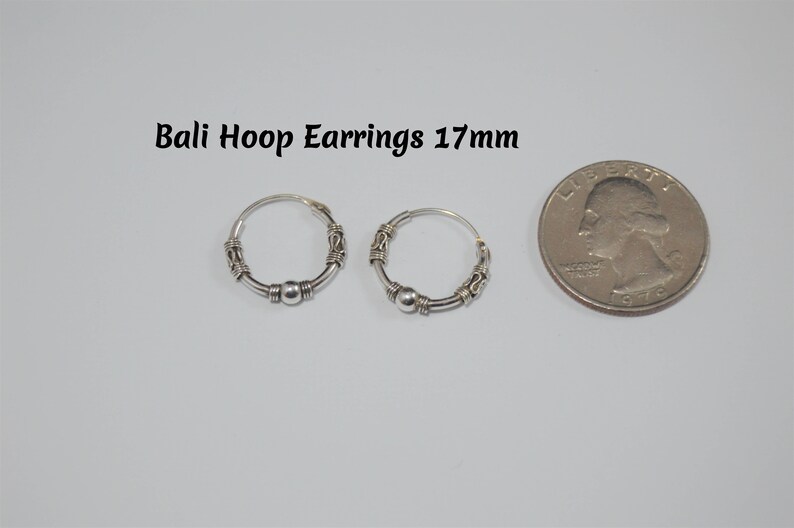 Bali Hoop Earrings 17mm Sterling Silver