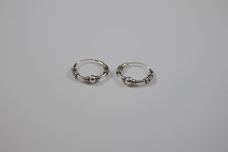Bali Hoop Earrings 17mm Sterling Silver
