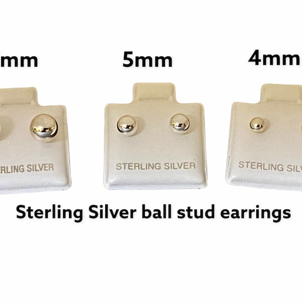 Round Stud Sterling Silver earrings - 4mm, 5mm, 7mm