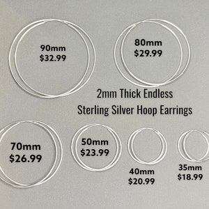 Hoops Endless 2mm thick earrings - Sterling Silver
