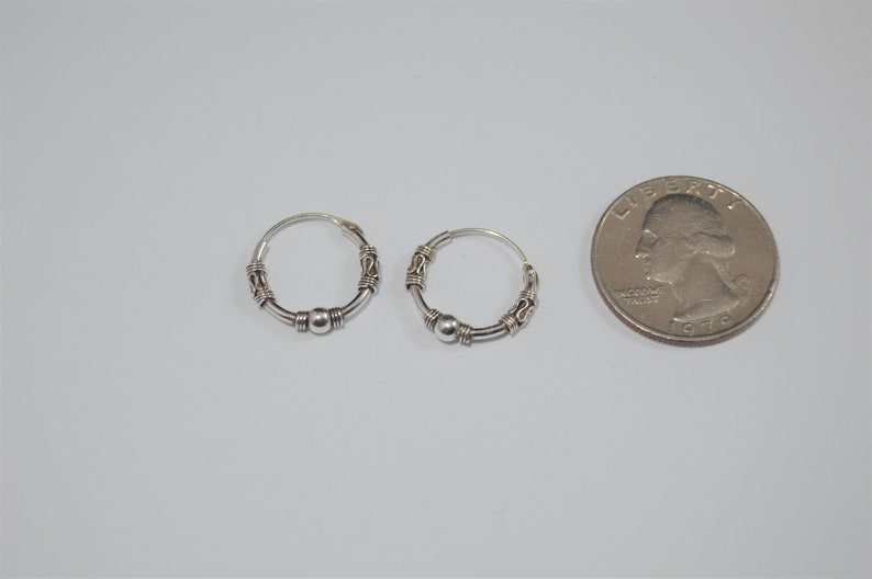 Bali Hoop Earrings 17mm Sterling Silver