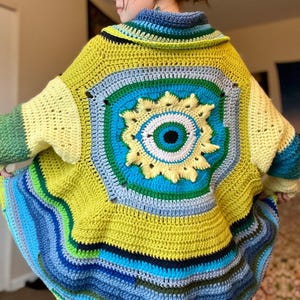 Sunlit Oracle Crochet Shrug Pattern: Evil Eye Cardigan (Digital Download)