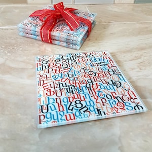 Armenian Alphabet Glass Coaster Set: Unique Home Decor Gift