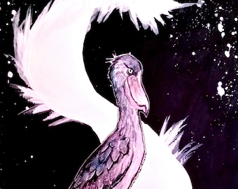 Schuhschnabel Storch, 4x6 Art Print, Vogel Druck, Vogel Dekor