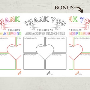 Teacher Appreciation Printable, Thank You Teacher Gifts, Thank You ...