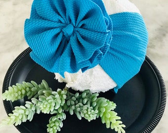 Blue Messy Baby Headwrap, Blue Shredded Baby Bow, Baby Headband, Summer Baby Head Wrap, Blue Headwrap, Toddler Bow, Newborn Bow Headwrap