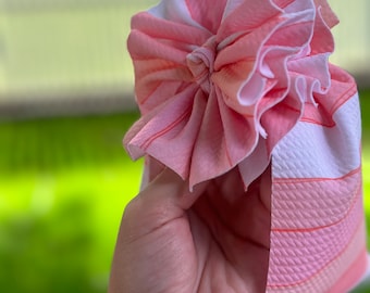 Summer Baby Girl Messy Bow Headwrap, Summer Stripe Shredded Headband, Baby Shower Gift, Messy Bow, Toddler Head Wrap with Big Bow