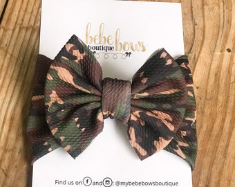 Camo Baby Headwrap, Camouflage Baby Bow, Baby Headband, Baby Head Wrap