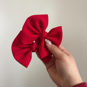 4” Red Piggies, Little Girl Pig Tail Bows, Pigtail Bows, Pigtail Bow Set, Pig Tail Bows