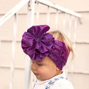 Purple Messy Baby Headwrap, Toddler Messy Piggies, Purple Baby Bow, Shredded Baby Head Wraps, Newborn Headwraps, Newborn Headbands