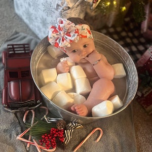 Baby Girl Messy Headwrap, Christmas Baby Girl Headband, Hot Chocolate Messy Bow, Toddler Head Wrap with Big Bow