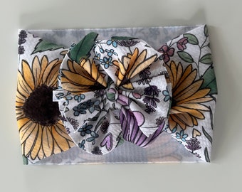 Daisy Baby Girl Messy Bow Headwrap, Summer Floral Daisy Shredded Headband, Baby Shower Gift, Messy Bow, Toddler Head Wrap with Big Bow
