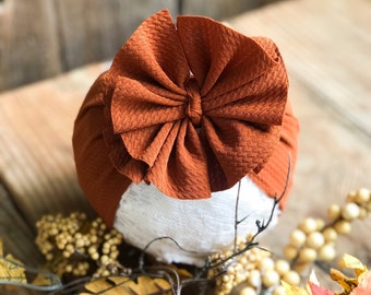 Burnt Orange Fall Messy Baby Headwrap, Toddler Messy Piggies, Rust Baby Bow, Baby Head Wraps, Newborn Headwraps, Baby Newborn Headbands
