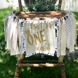 Bannière de fête du premier anniversaire, n'est-ce pas une bannière de chaise haute, décoration dorée pour le 1er anniversaire, anniversaire de fille