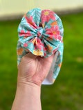 Summer Baby Girl Messy Bow Headwrap, Summer Floral Shredded Headband, Baby Shower Gift, Messy Bow, Toddler Head Wrap with Big Bow