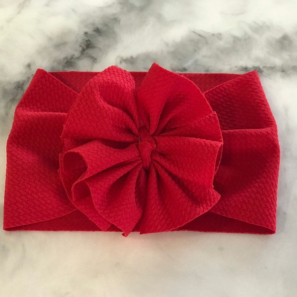 Red Messy Baby Headwrap, Red Shredded Baby Bow, Red Baby Headband, Baby Head Wrap, Red Headwrap, Toddler Bow, Newborn Bow Headwrap