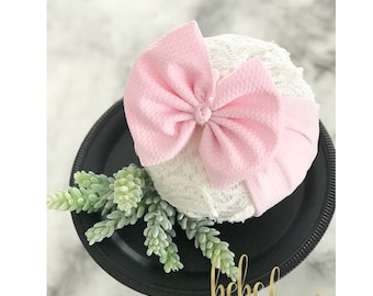 Light Pink Baby Headwrap, Pink Baby Bow, Light Pink Baby Headband, Baby Head Wrap, Pink Headwrap, Toddler Bow, Newborn Bow Headwrap