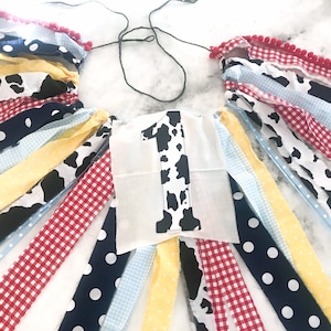 First Birthday Farm Party Decor, Cow Print Fabric Party Banner, Highchair Banner, Farm Birthday Party Cow Print, Baby Shower Decor