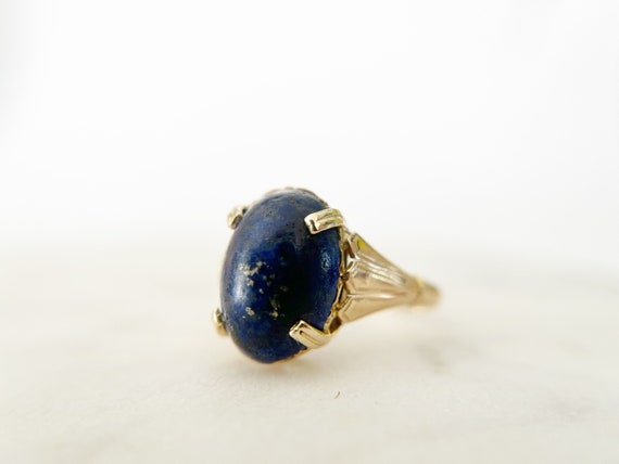 1920s Egyptian Revival Lapis Ring - Antique Vinta… - image 1