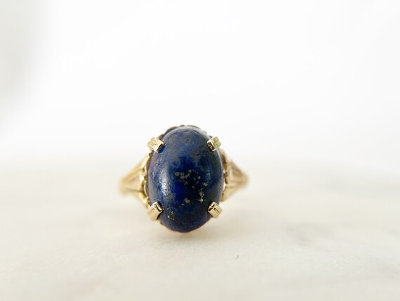 1920s Egyptian Revival Lapis Ring - Antique Vinta… - image 2