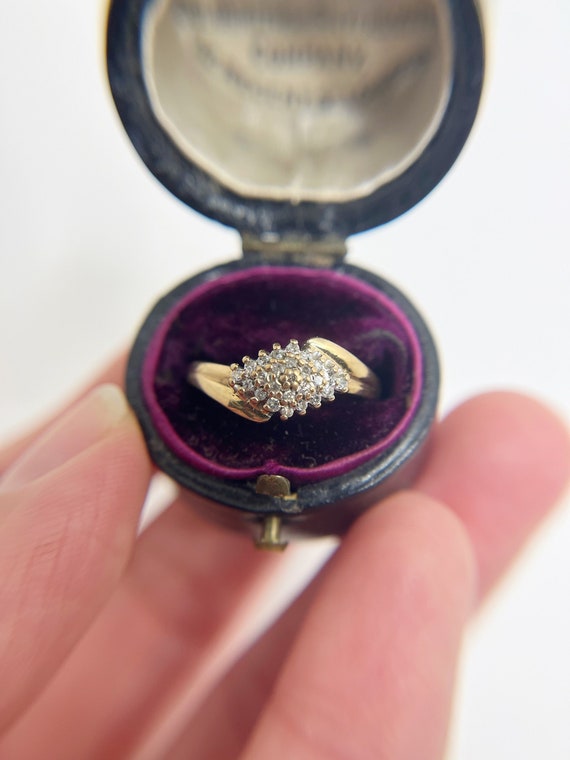 Diamond Cluster Ring - 9k Gold - Vintage