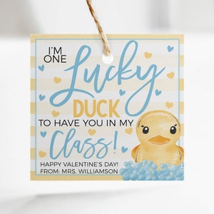 Valentine Gummiente Geschenkanhänger, Glücksente in meiner Klasse, Valentinstag Geschenk für Schüler Klassenkameraden Kinder Lehrer